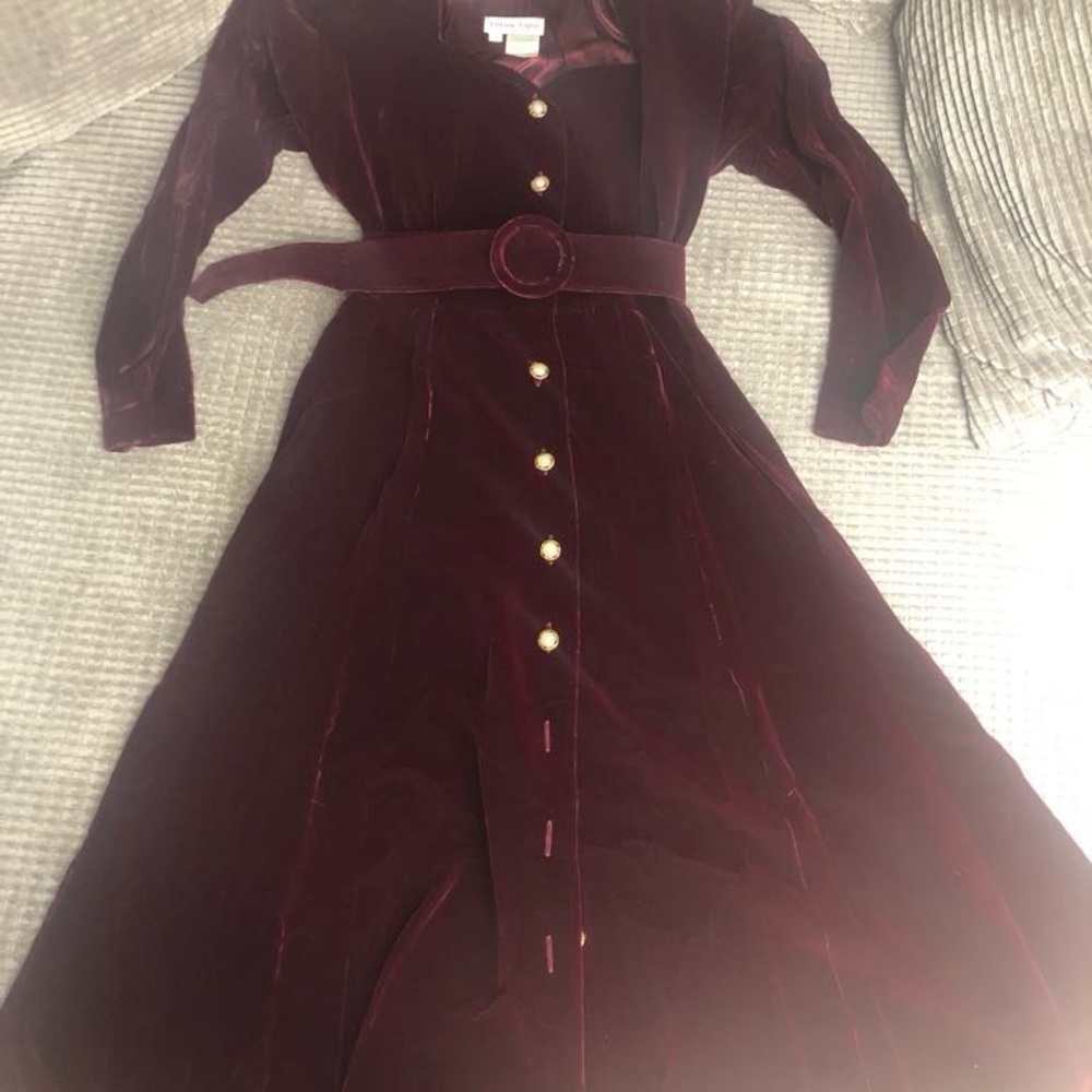 Vintage Velvet Burgundy Dress